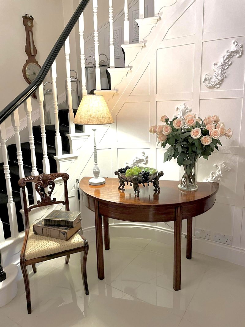 Quality Antique George III Mahogany Demi-lune Console Table - Image 6